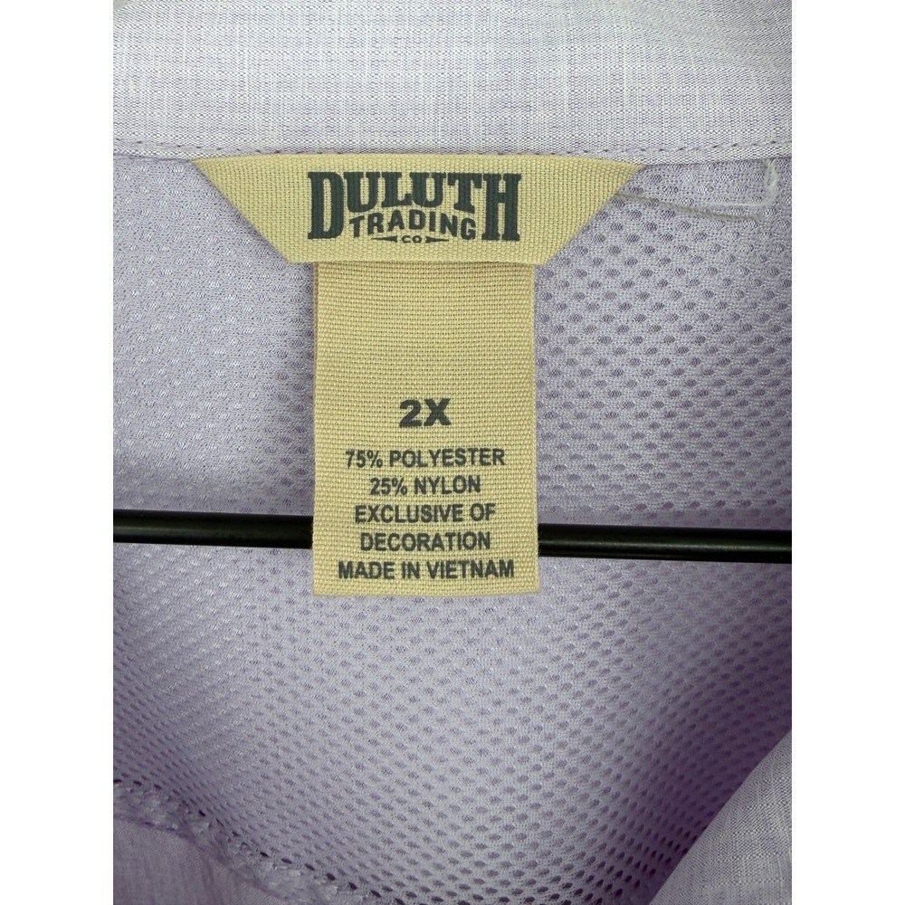 Duluth Trading Co Button Up Shirt Women 2X Purple Long Sleeve Utility Garden - Picture 2 of 8